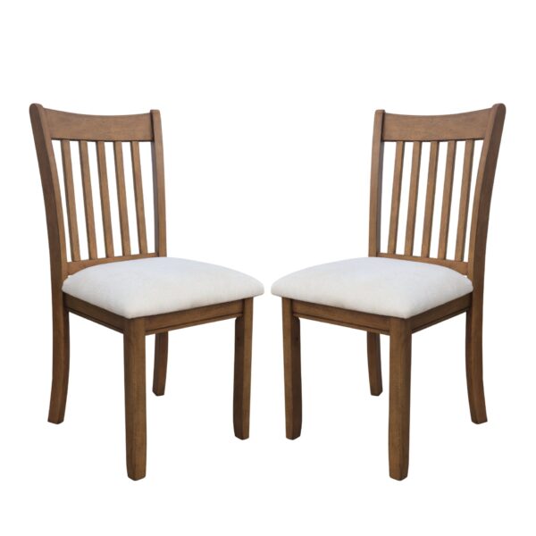 Modern Dining Chair (Set of 2) Wooden Back, Cushion Seats, Frame - Light Brown