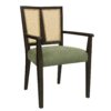 Mid Century Modern Arm Dining Chair (Set of 2) With Rattan Backrest - Dark Brown / Green - Image 5