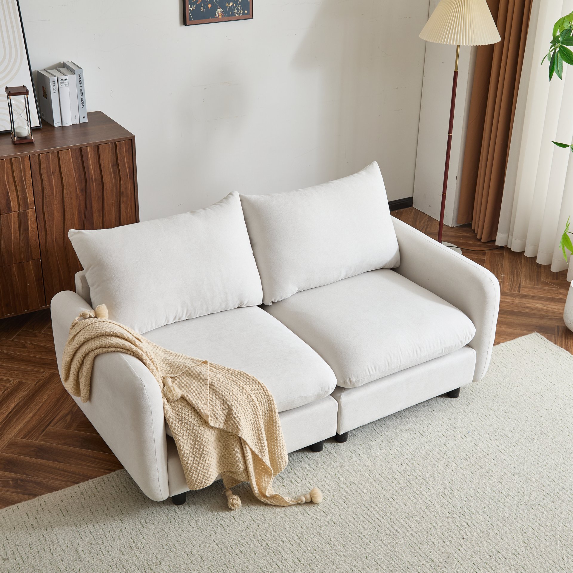 2 Seats Modular Sectional Sofa Corner Chair Sofa Couch - White - Image 3