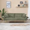 Modern Corduroy Sofa Bed, Foldable Double Sofa With Armrests - Green - Image 2