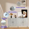 Modern Lacquered 4 Door Wooden Cabinet Sideboard Buffet Server Cabinet Storage Cabinet, For Living Room, Entryway, Hallway, Office, Kitchen And Dining Room - Champagne Silver - Image 6