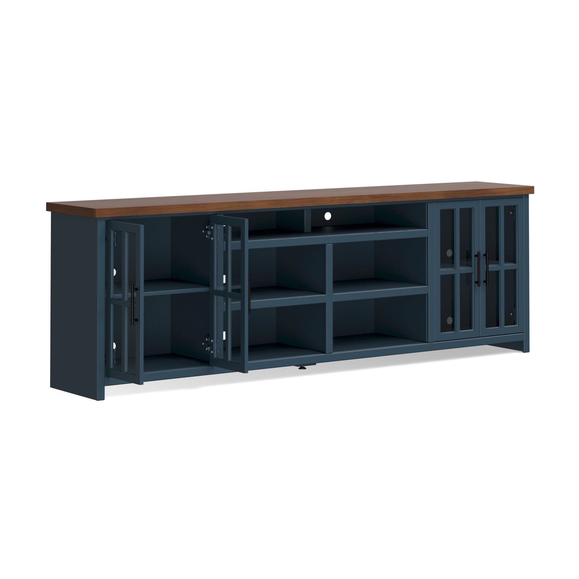Nantucket - TV Stand Console For TVs Up To 100" - Blue Denim, Whiskey - Image 8