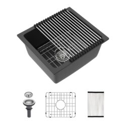 Kitchen Sink Undermount Granite Composite 17.71" X 15.74" - Black