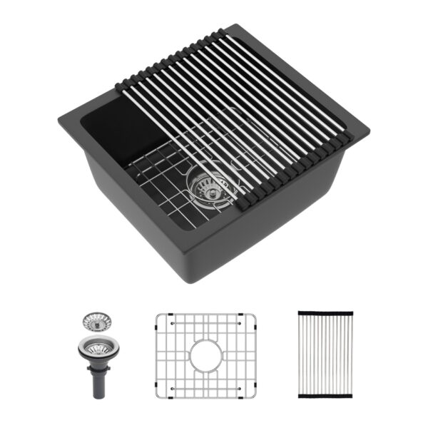 Kitchen Sink Undermount Granite Composite 17.71" X 15.74" - Black
