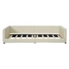 Queen & Twin Long Size Upholstered Platform Bed, Mother & Child Bed - Beige - Image 4