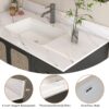 Bianco Carrara Venato 43" Marble Vanity Top With 1 Pre Drilled Faucet Hole Sintered Stone Bathroom Vanity Top With Undermount Rectangular Sink And 4" Backsplash - White - Image 8