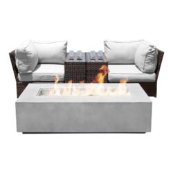 Outdoor Conversation Set With Cushions & Concrete Fire Table, Cushions - Espresso