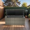 Outdoor Storage Box, 113 Gallon Wicker Patio Deck Boxes With Lid, Outdoor Cushion Storage For Kids Toys, Pillows, Towel, Wicker - Gray - Image 18