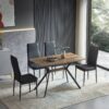 Modern Minimalist Style Dining Table MDF Wooden Top Metal Shelf Metal Heat Transfer Legs Leveling Feet For Dining Room Kitchen Office Table - Walnut / Black - Image 5