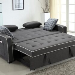 Austin - Modern Sleeper Sofa With 2 USB Charging Ports And 4 Accent Pillows - Gray