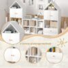 Versatile Children's Bookshelf With House-Shaped Design Multifunctional Storage - White - Image 6