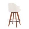 Ahoy - Contemporary Fixed Height Counter Stool With Bamboo Legs / Round Footrest (Set of 2) - Cream / Walnut - Image 4