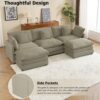 Modern Sofa Modular Sofa Couch Upholstered, L - Shape Sectional Sofa With Side Storage Pockets For Living Room - Brown - Image 15