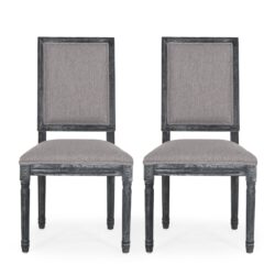 French Country Style Dining Chair Set With Upholstered Seats And Weathered - Gray