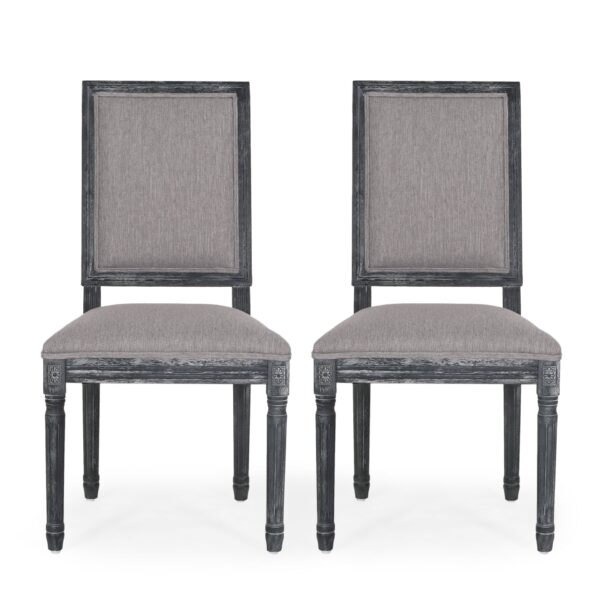 French Country Style Dining Chair Set With Upholstered Seats And Weathered - Gray