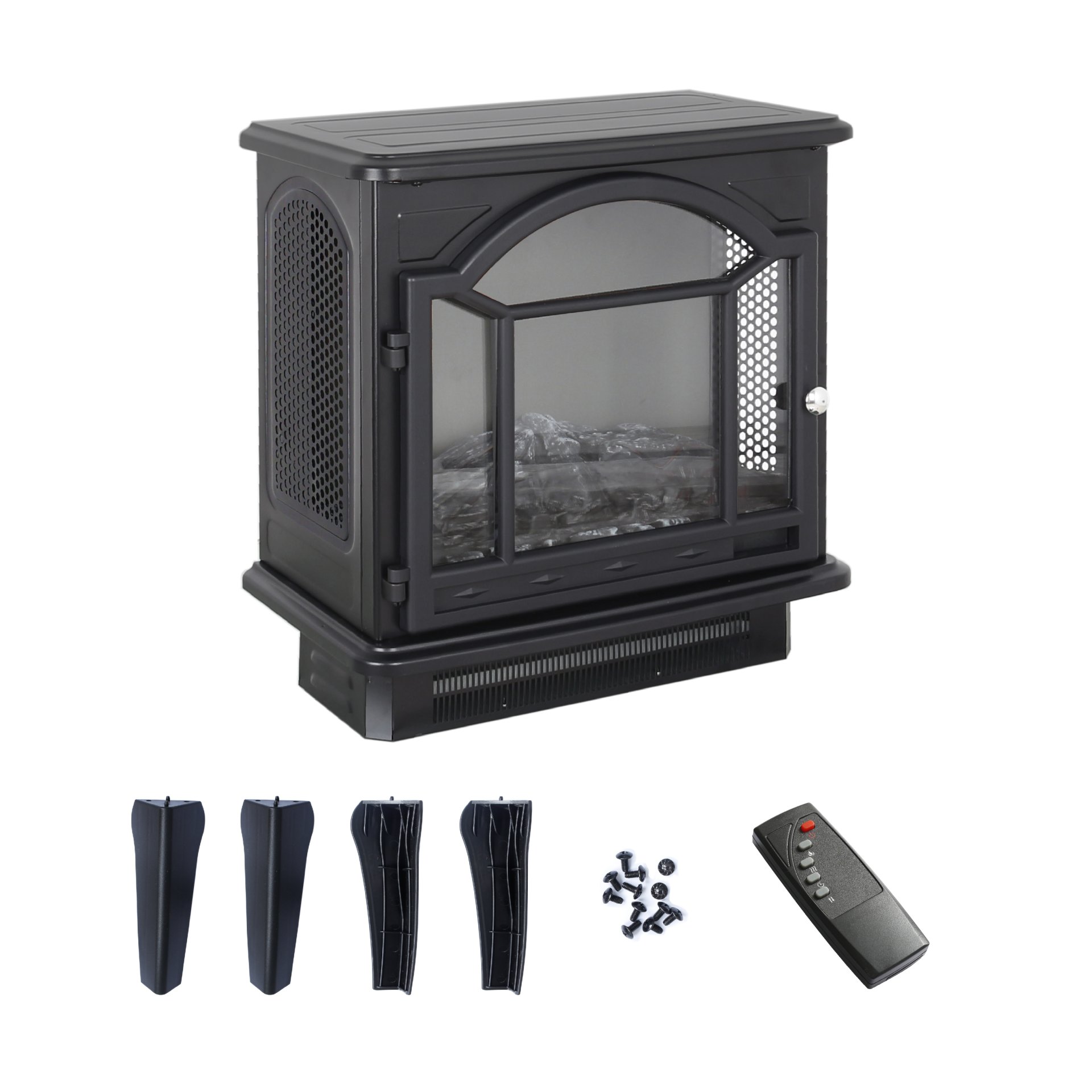 18" 3D Flame Electric Infrared Quartz Fireplace Stove With Remote Control - Antique Black - Image 11