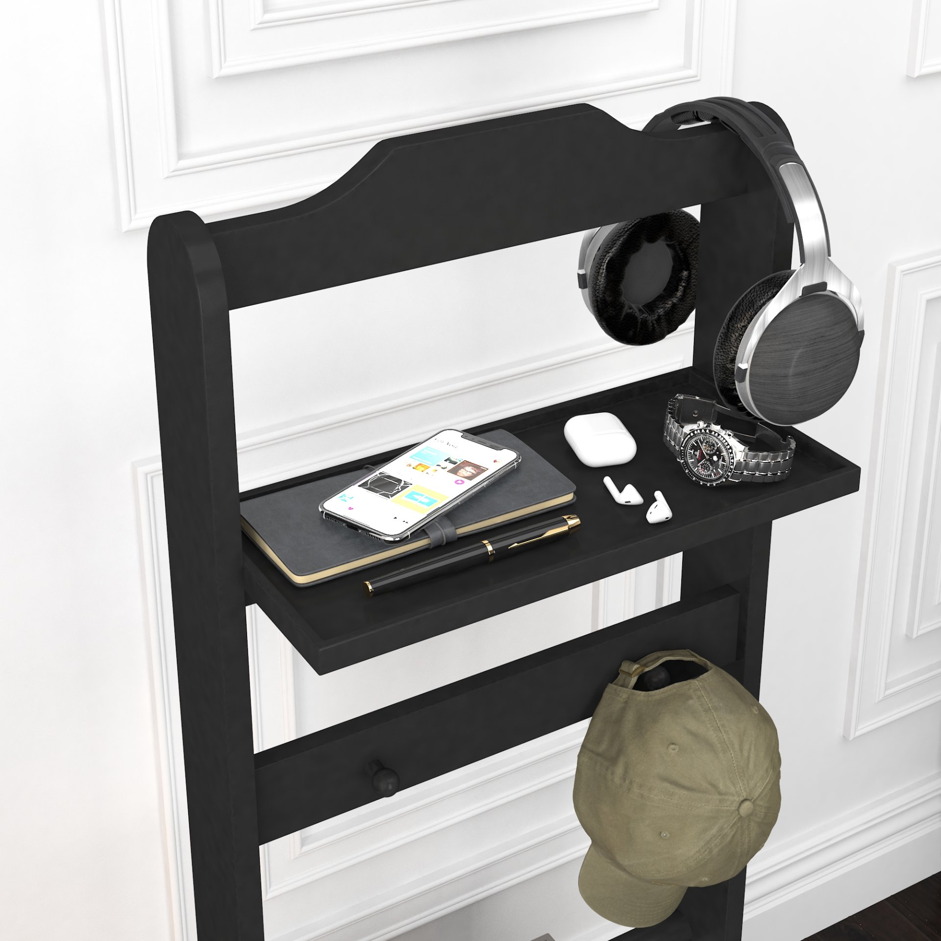 Accent Portable Garment Rack, Clothes Valet Stand With Storage Organizer - Black - Image 7