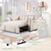 Multi Functional Sofa Bed With Cup Holder And USB Port For Living Room Or Apartments - Milk White - Image 6