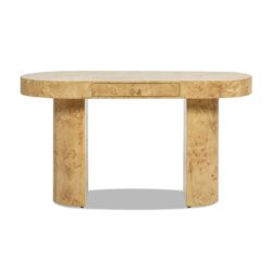 Jesse - Single Drawer Oval Computer Desk - Warm Natural Brown Burl
