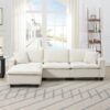 Modern Convertible Sectional L Shaped Reversible Couch Set With Free Pillows 4 Seat Suede Sleeper Sofa With Ottoman - Beige - Image 19