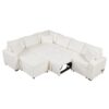 Sectional Sofa Pull-Out Sofa Bed Sleeper With A Storage Ottoman, Three Pillows And Charging Devices For Living Room - Cream - Image 12