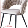 Modern Chair With Golden Color Iron Tube Legs, Soft Cushions And Comfortable Backrest, Suitable For Dining Room, Living Room, Cafe, Hairball Back (Set of 2) - Beige / Black - Image 10