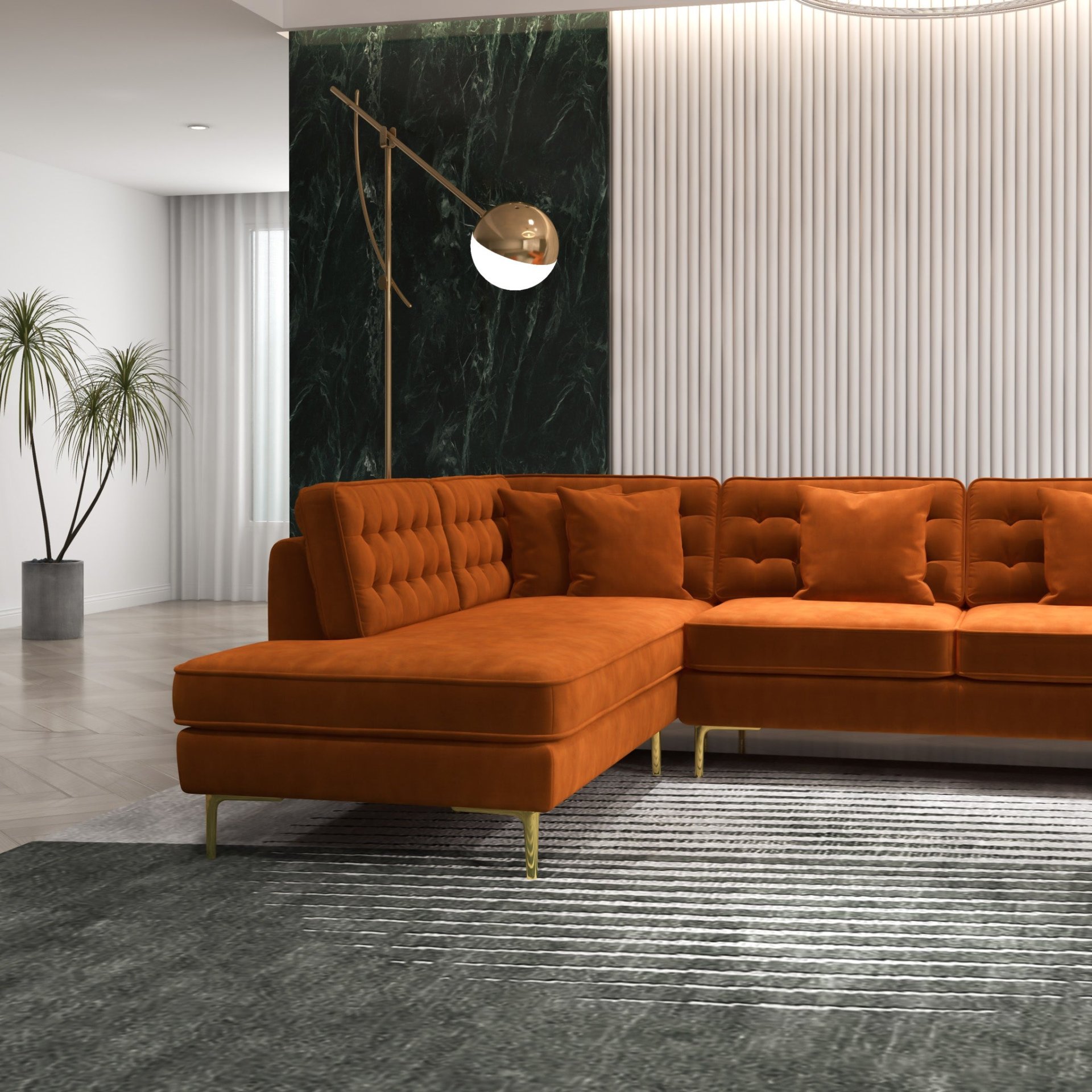 Brooke - U Shape Corner Sofa - Orange - Image 13