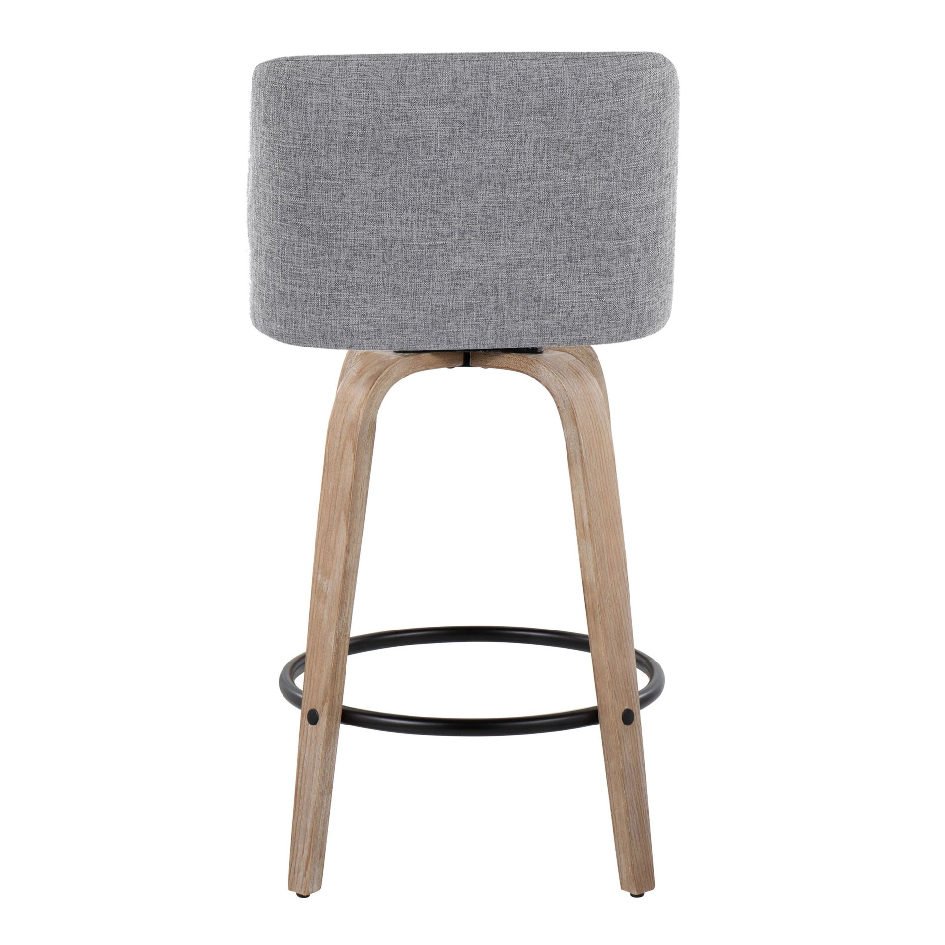 Toriano - Contemporary Fixed Height Counter Stool With Swivel With Round Footrest (Set of 2) - Gray / Whitewashed - Image 5