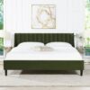 Aspen - King Vertical Tufted Headboard Platform Bed Set - Olive Green - Image 14