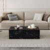 Luxurious Marble Texture Coffee Table Elegant Design Versatile Living Room Accent - Black - Image 4