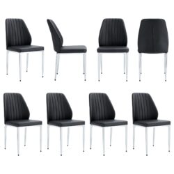 (Set of 8) Comfort Dining Chairs With Extended Backrest And Metal Legs - Black