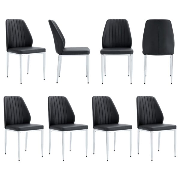 (Set of 8) Comfort Dining Chairs With Extended Backrest And Metal Legs - Black
