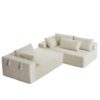 Modern Chenille Upholstered Sectional Sofa Couch Set, Modular L Shaped Sectional Living Room Sofa Set & 6 Pillows, Free Combination - Beige - Image 4