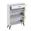 Shoe Cabinet, Shoe Storage Shelves, Metal Leg - White - Image 12