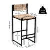 Bar Stools (Set of 2) Paper Rope Weave Dining Chairs With Back Hand Weave Stools For Kichen Island, Bar & Counter - Honey - Image 4