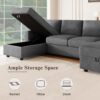 Modern Convertible Sectional Sofa With Storage Chaise Lounges And USB Ports - Dark Gray - Image 5