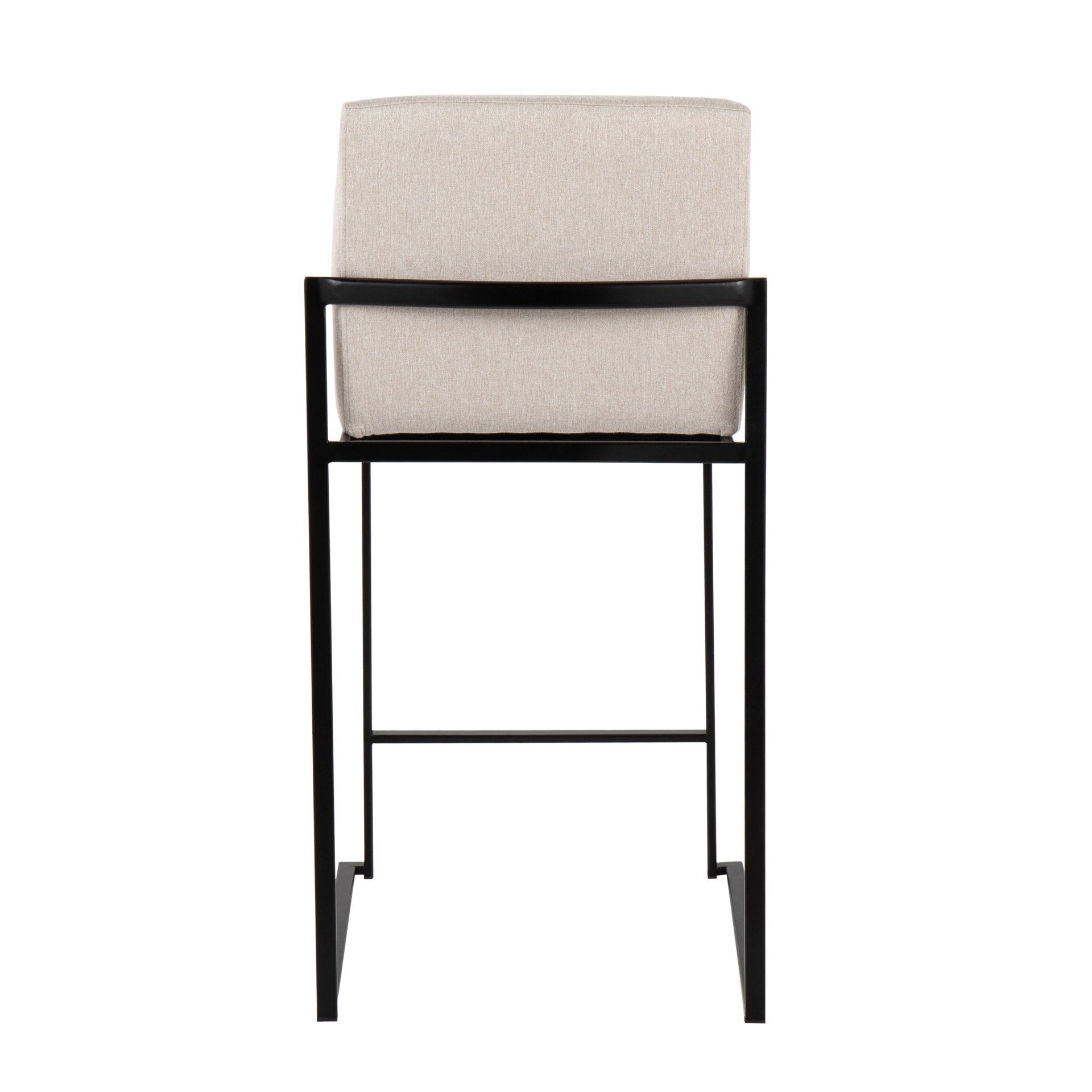 Fuji - Contemporary High Back Counter Stool (Set of 2) - Black / Beige - Image 5