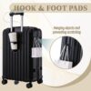 20" / 24" / 28" 3 Pieces / Set Spinner Wheel Luggage, Carry On Suitcase, With Cup Holder & USB Port & Phone Holder - Black - Image 8