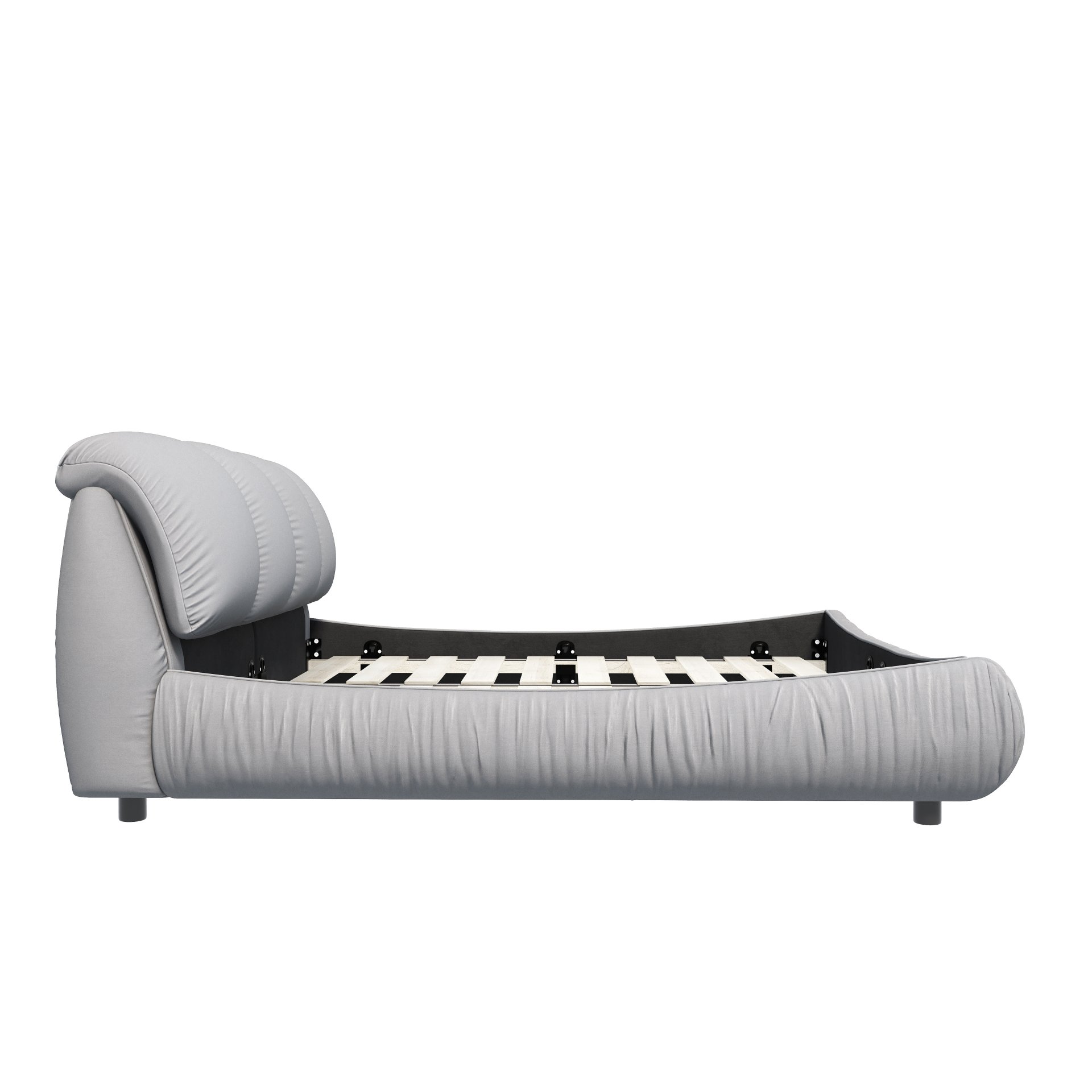 Queen Size Luxury Upholstered Platform Bed With Oversized Padded Backrest And Solid Wood Frame, Suitable For Multiple Heights Of Mattresses - Gray - Image 8