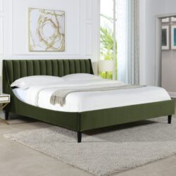 Aspen - King Vertical Tufted Headboard Platform Bed Set - Olive Green