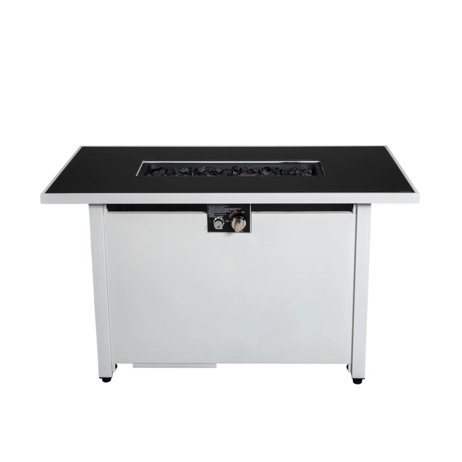 Outdoor 43" Rectangular Fire Pit Table With Adjustable Flame Control - White - Image 10