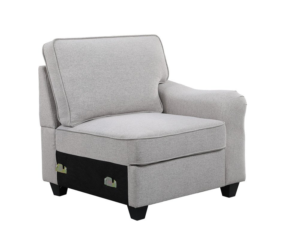 Leo - 8 Piece Modular L-Shape Sectional Sofa And Ottoman - Light Gray - Image 6