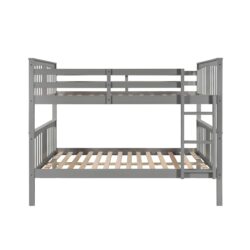 Full Over Full Bunk Bed With Ladder For Bedroom - Gray