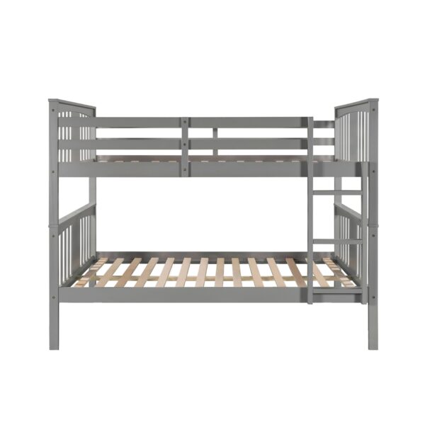 Full Over Full Bunk Bed With Ladder For Bedroom - Gray