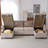 Sectional Sofa Pull Out Sofa Bed Versatile Sofa Sleeper With Large Storage Space, Two USB Ports And Two Cup Holders For Living Room - Brown - Image 10