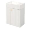 Floating Bathroom Vanity With Resin Basin, Left Side Storage - White - Image 18