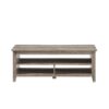 Coastal Grooved Panel Coffee Table With Lower Shelf - Gray Wash - Image 3
