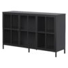 Modern Heavy Duty Metal Sideboard Buffet Cabinet With Storage, Adjustable Feet, Glass Doors, Steel - Black - Image 13