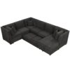 U-Shaped Sectional Sofa Pull Out Sofa Bed With Two USB Ports, Two Power Sockets, Three Back Pillows And A Storage Chaise For Living Room - Black - Image 14