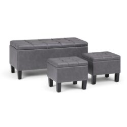 Dover - 3 Piece Storage Ottoman - Stone Gray